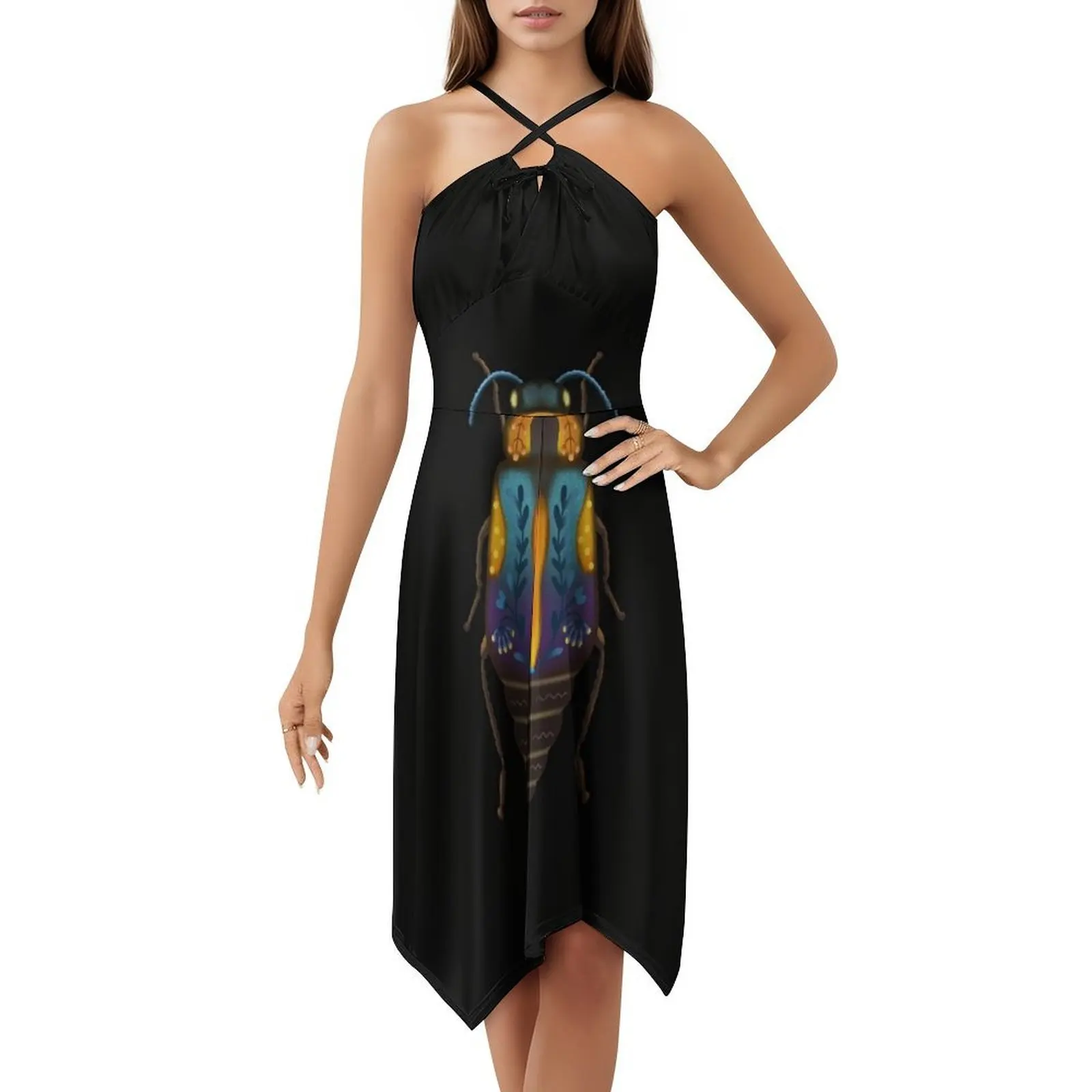 Botanical Beetle Women's Streetwear Party Dress Trendy Print Club Clothing For Female Botanical Beetle Beetle Blue Orange