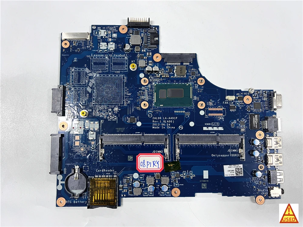 Laptop Motherboard CN-08P1RY LA-A491P FOR Dell 3540 with SR1EN i3-4030U 100% Working  Test Passed