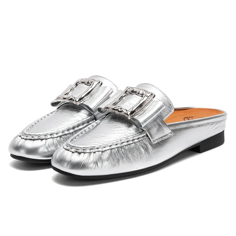 Slippers patent technology balance bottom leather casual shoes temperament girls shoes 35-39 European size