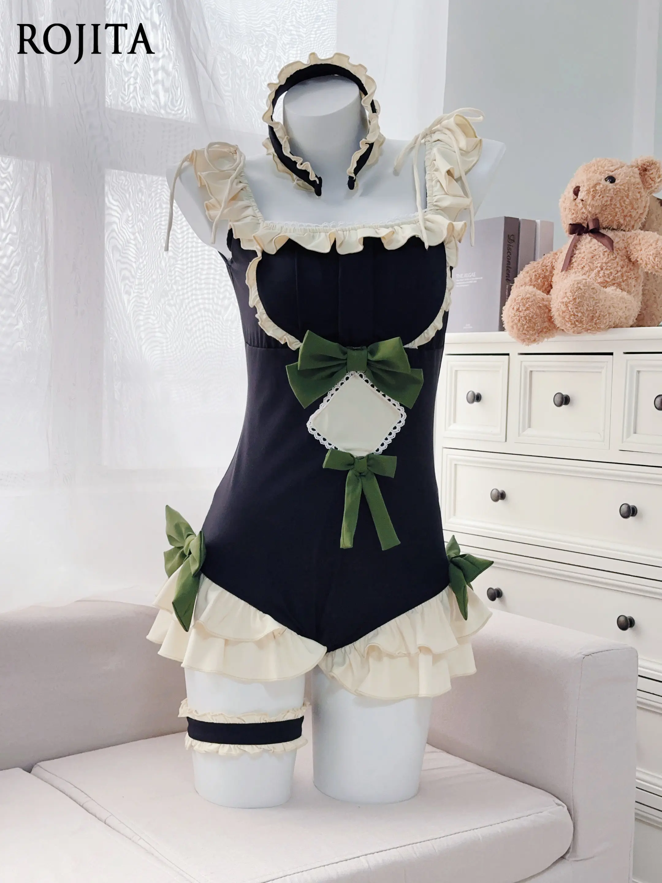 Lotus Leaf Edge Swimsuit One-piece Hot Spring Swimsuit Water Park Japanese Lace Butterfly One-piece Lotus Leaf Edge Swimsuit
