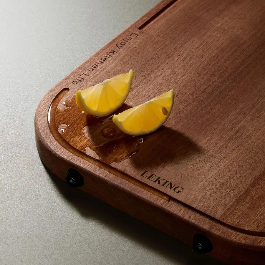 

Premium Solid Ebony Wood Cutting Board for Kitchen 14.5x9.5x1 Double Sided Butcher Block, Thick Chopping Board with Juice Groove