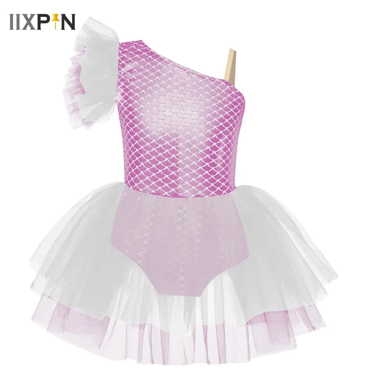 Costume da tutù per balletto per bambina, ginnastica, canotta, body, sirena, squame di pesce, principessa, ballerina, costume da spettacolo teatrale