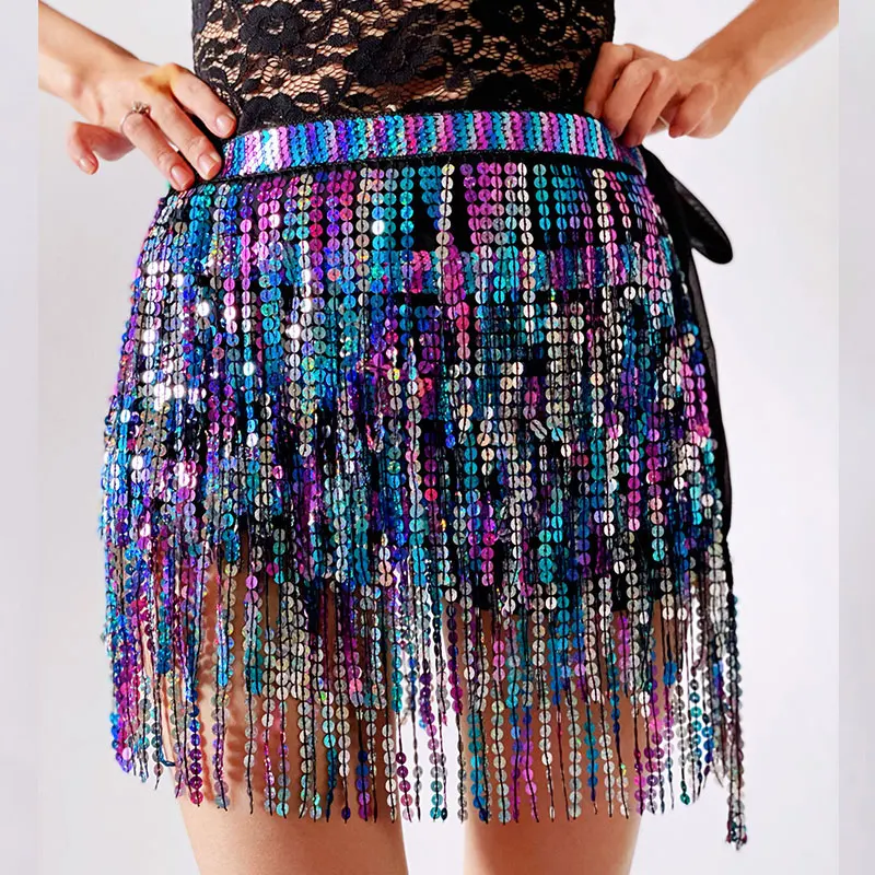 Women Sequins Sparkly Belly Dance Hip Scarf Glitter Dancing Hip Towel Wrap Short Belt Skirts Party Costume Adult Girls Dancewear