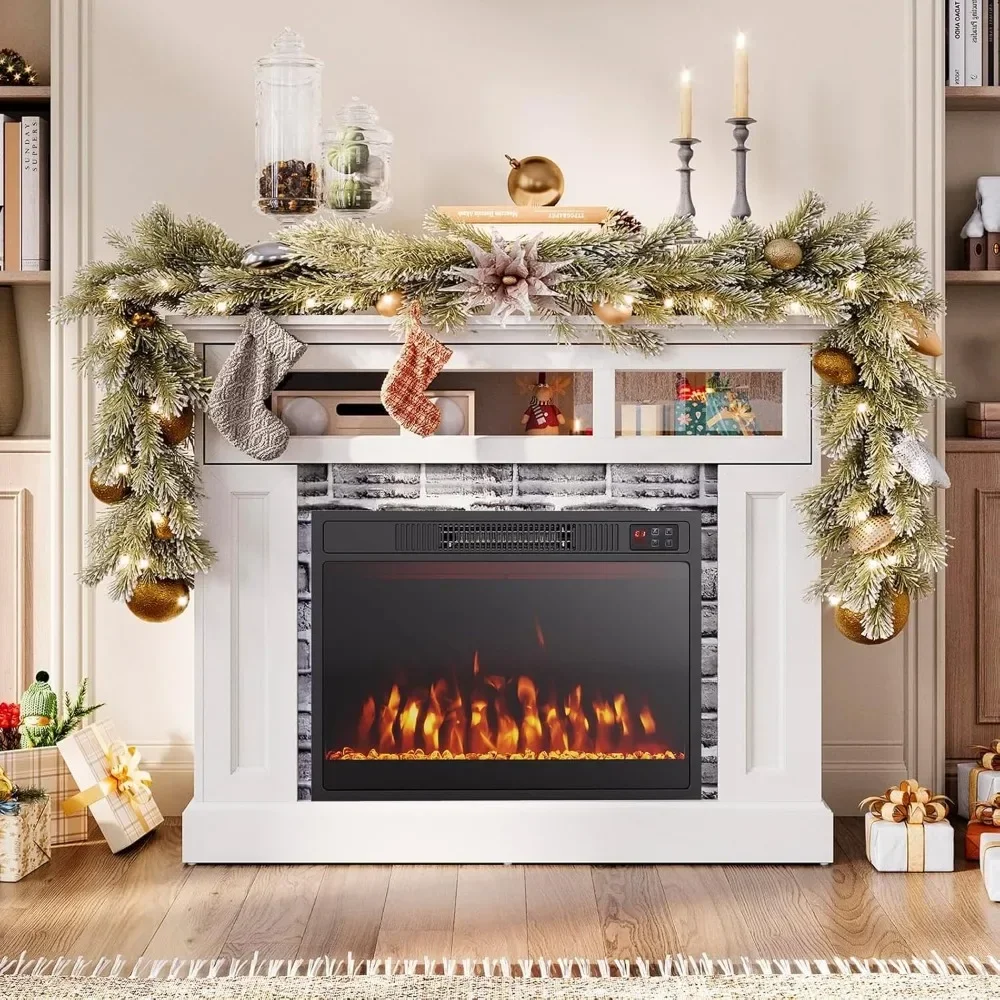 

750W/1500W Fireplace Heater with Remote Control, Adjustable Flame Color & Brightness, 23 Inches Electric Fireplace Insert.