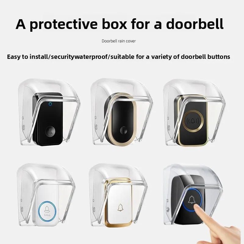 Transparent Outdoor Waterproof Cover for Wireless Doorbell - IP55 Rating, Weather-resistant. U-shaped Full Protection