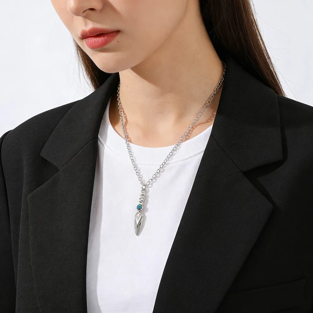 Game Valorant Necklace Jett Cosplay Unisex Blade Storm Knife Blue Crystal Pendant Choker Fashion Accessories Toy Gifts view 5
