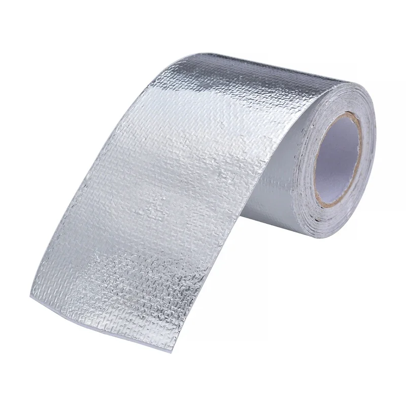 2pcs 5Mx5cm Car Motorcycle Pipe Fiberglass Heat Shield Self-adhesive Reflective Foil Tape Thermal Insulation Band Exhaust Tape