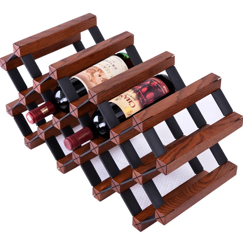 6BUJ Wine Rack Red WineWine Solid Wood Oak Light Luxury WineGrid WineFork WineCabinet Grid Home Custom Walnut Plain