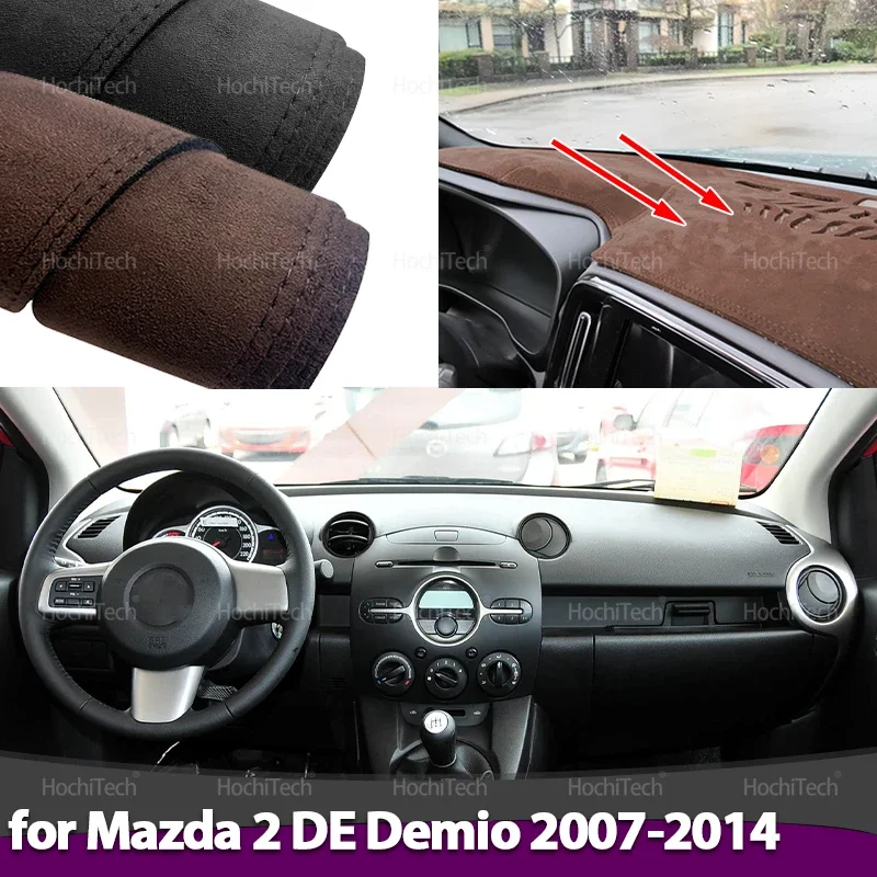 

Car-styling Suede Leather Black/Brown Dashmat Dashboard Cover Pad Dash Mat Carpet Dash Covers Mat for Mazda 2 DE Demio 2007-2014