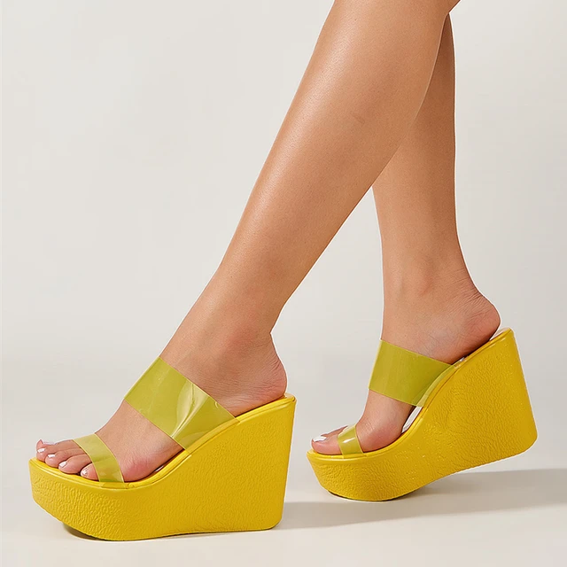 Platform sandals yellow hotsell