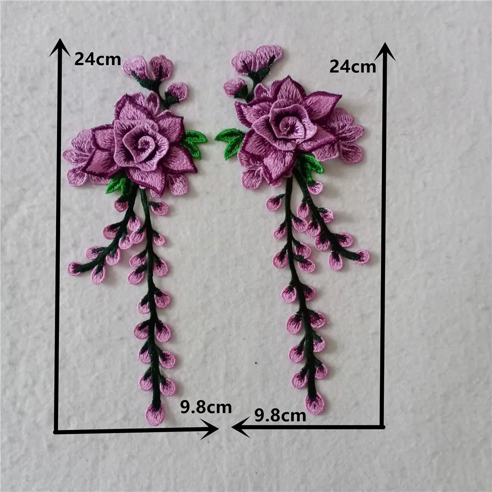 Wholesale sales of 1-10 pieces of purple polyester embroidery DIY colored embroidery sewing lace decorative clothing accessories