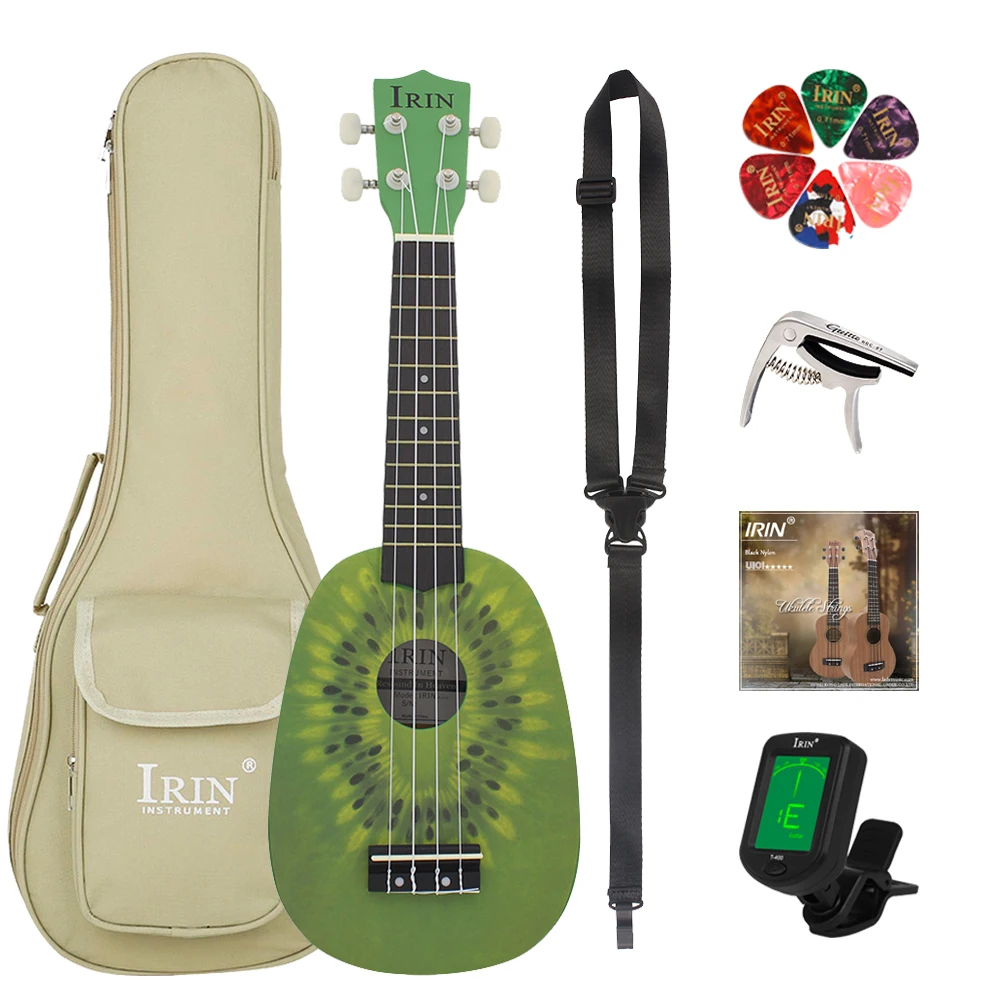 IRIN 21 Inch Ukulele 4 Strings Hawaiian Guitar Kiwi Fruit Ukulele Guitarra With Bag Tuner Strings Capo Guitar Parts & Accessory