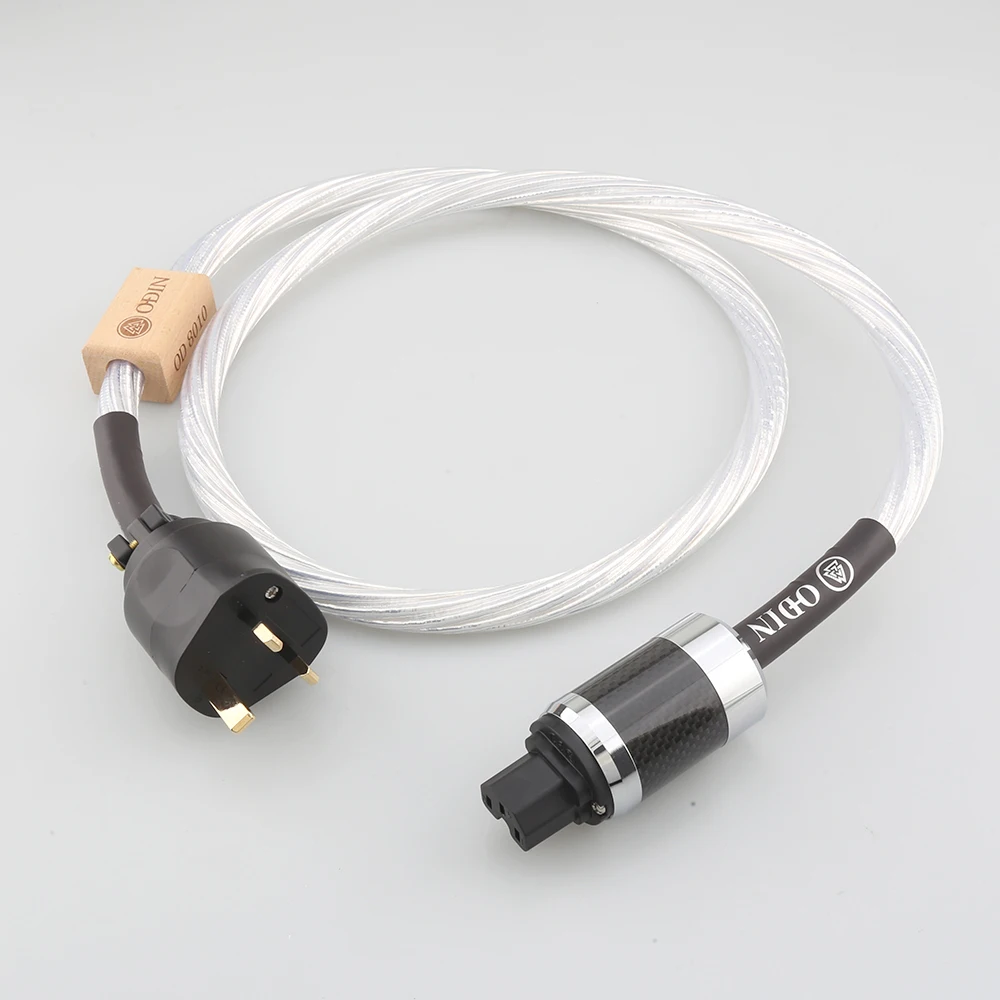 High Qualiry Nordost Odin silver plated conductor Power cable with gold plated Uk connector 15A IEC Female connector plug
