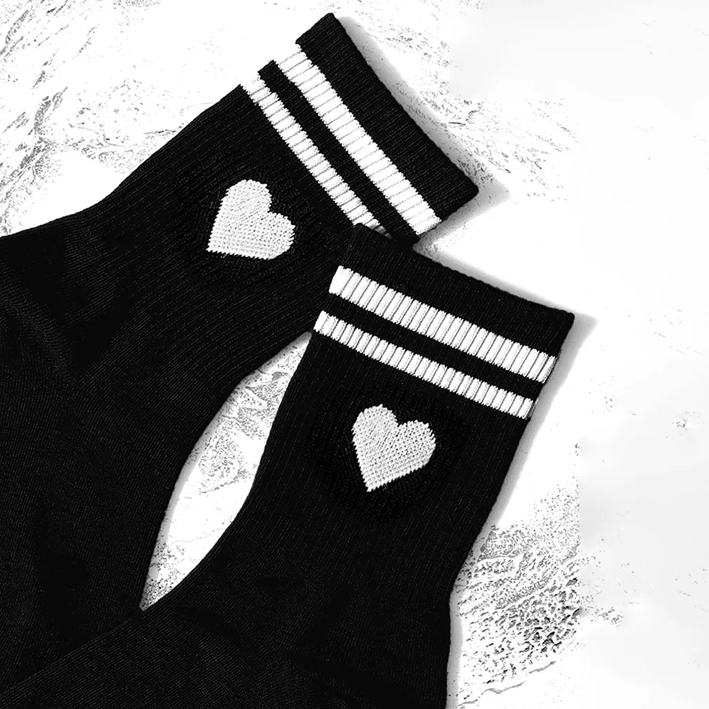 6 Pairs Women Parallel Bar Socks Fashionable Versatile Cartoon Love Socks Soft and Comfortable Casual and Breathable Socks