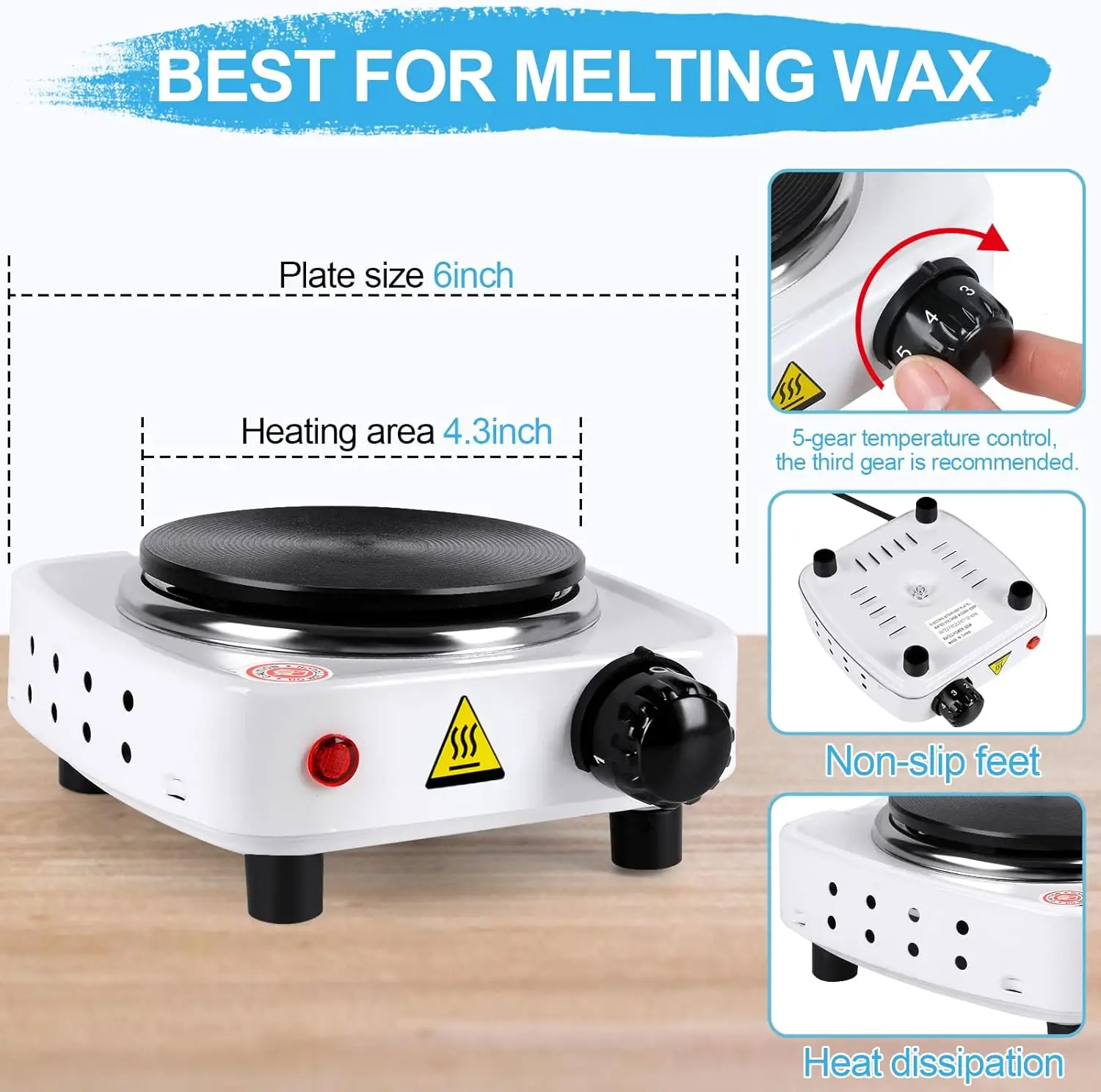 Hot Plate for Candle Making Portable Electric Tea Warmer Stove for Boil Coffee tea Melting Wax Chocolate Candy Heating Burner