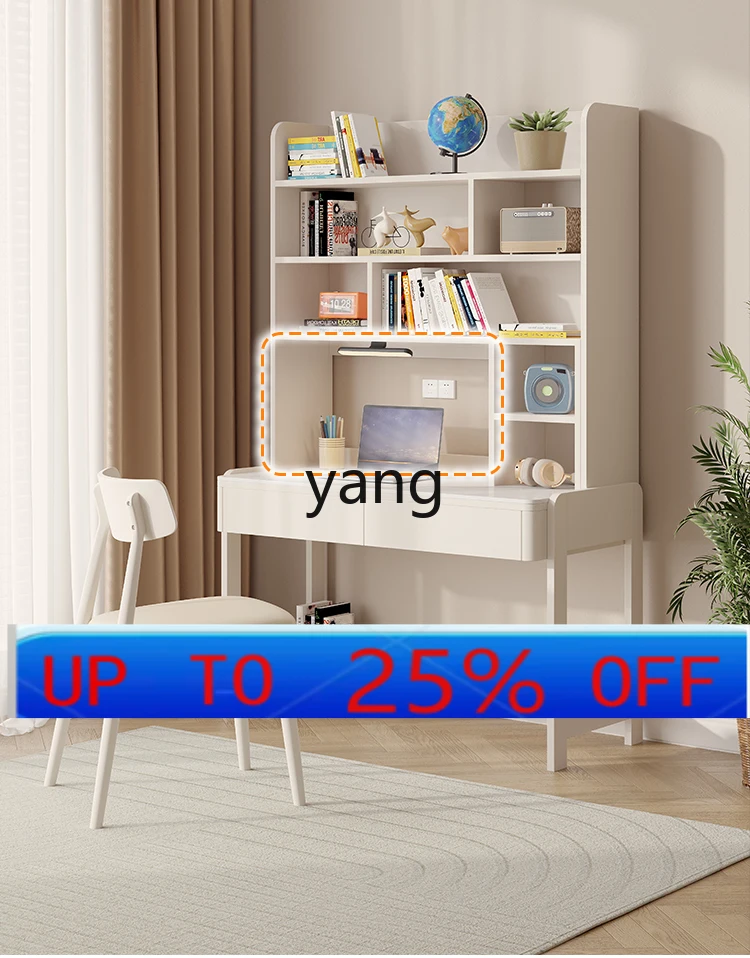 

lmm bookshelf integrated all-solid wood household rock slab computer desk can be lifted and lowered