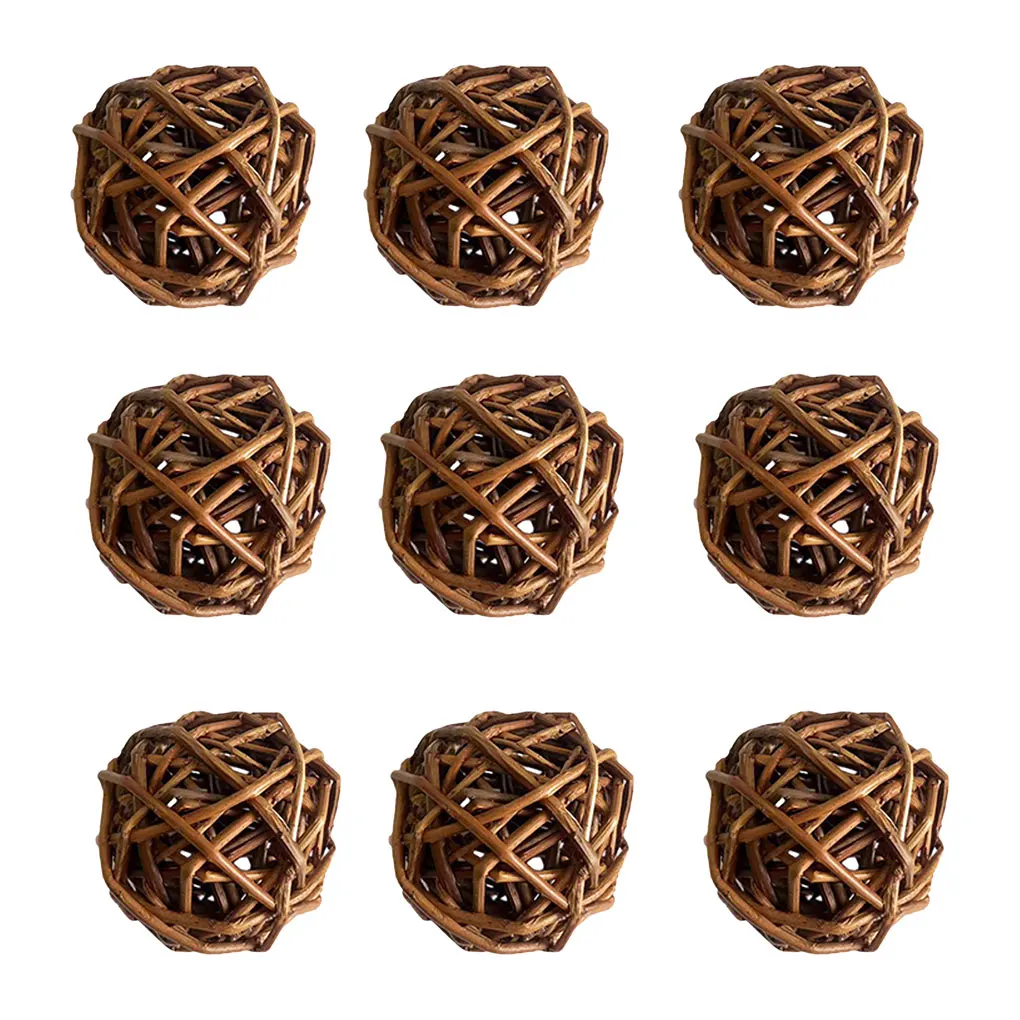 9pcs/set Promote Digestion And Dental Health Natural Willow Branch Ball For Small Animals Natural