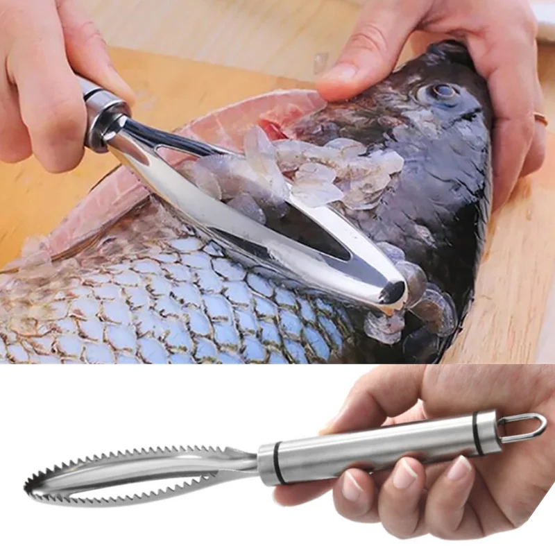 Kitchen accessories Stainles Fish Scales Scraping Graters Fast Remove Fish Cleaning Peeler Scraper Fish bone tweezers tool gadge