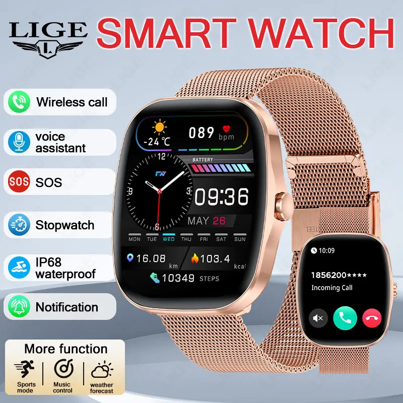 

Smart Watch For Women Full Touch Screen Bluetooth Call Waterproof Watches Sport Fitness Tracker Smartwatch Lady Reloj Mujer