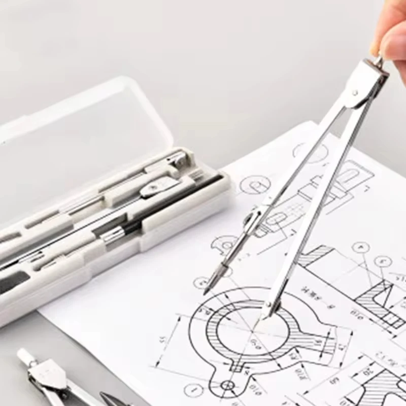 Boussole de dessin de proximité multifonctionnelle en acier inoxydable, noyau de plomb, outil de géométrie mathématique, fournitures durables,