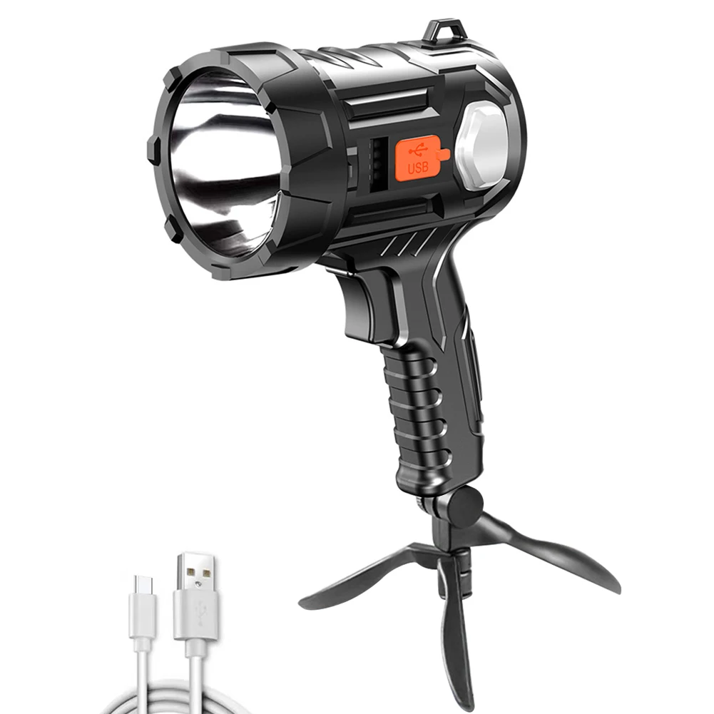 

350LM Handheld LED Flashlight Solar USB Type-C Rechargeable Waterproof Power Display Spotlight for Camping Hunting Emergency ﻿