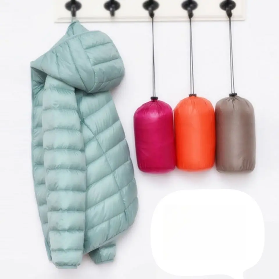 Lekka damska kurtka puchowa na jesień i zimę, dopasowany krój, płaszcz z kapturem, plus size, cienka odzież wierzchnia, na okres poza sezonem.