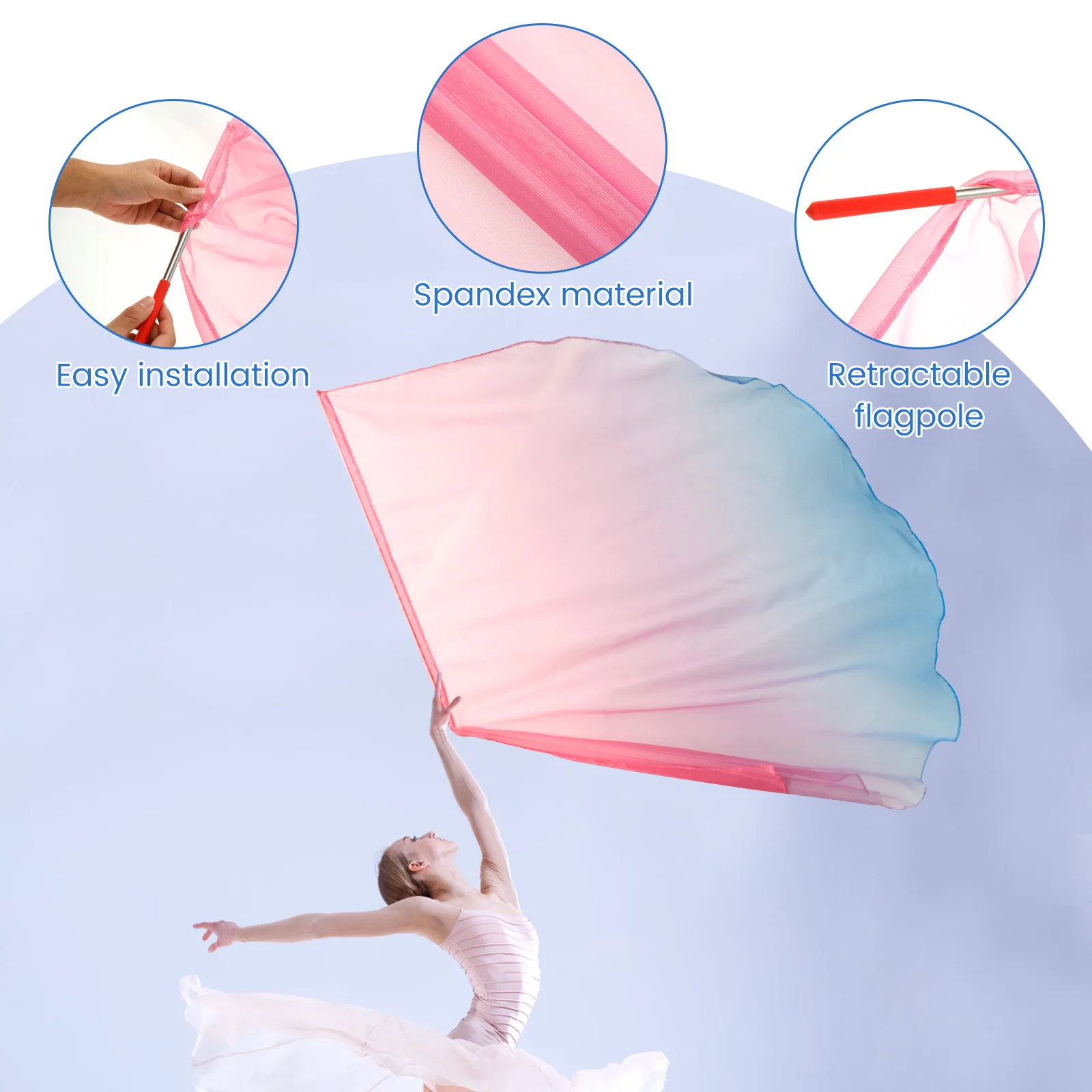 2개 세트 기독교 춤 깃발 천사 날개 깃발 막대 포함 벨리댄스 개막식 춤 소품 교회 춤 액세서리