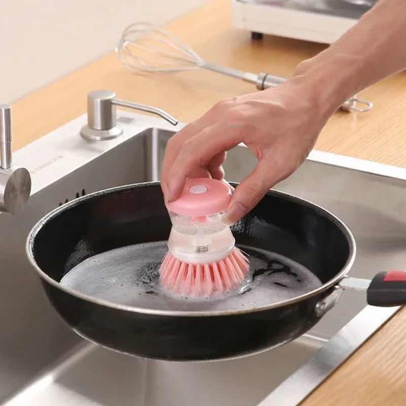 

Kitchen Wash Pot Dish Brush With Dispenser Liquid Filling By Pressing Does Not Hurt Pan Automatic Cleaning Brushes