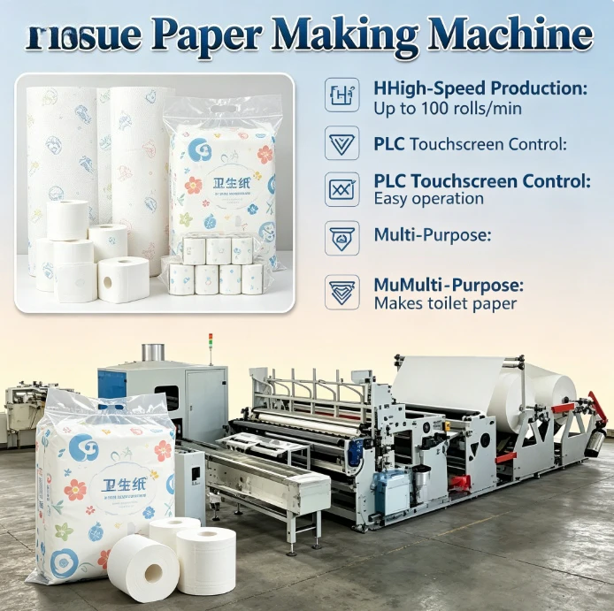 Customized Automatic Toilet Paper Making Machine Pulp White Paper Making Machine Tissue Machine