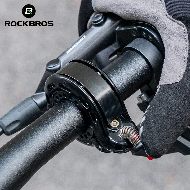 ROCKBROS Bike Bell MTB Loud Sound Cycling Horn Bicycle Handlebar Bell Q-Shape Hidden Bell Safety Anti-Slip Bike Bell Accessories