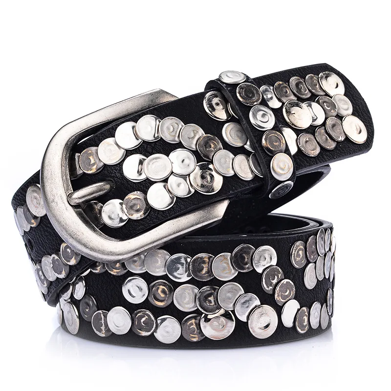 

Western Rivet Design PU Leather Women Belt Fashion Rhinestone Jeans Dress Pin Buckle Belt for Ladies