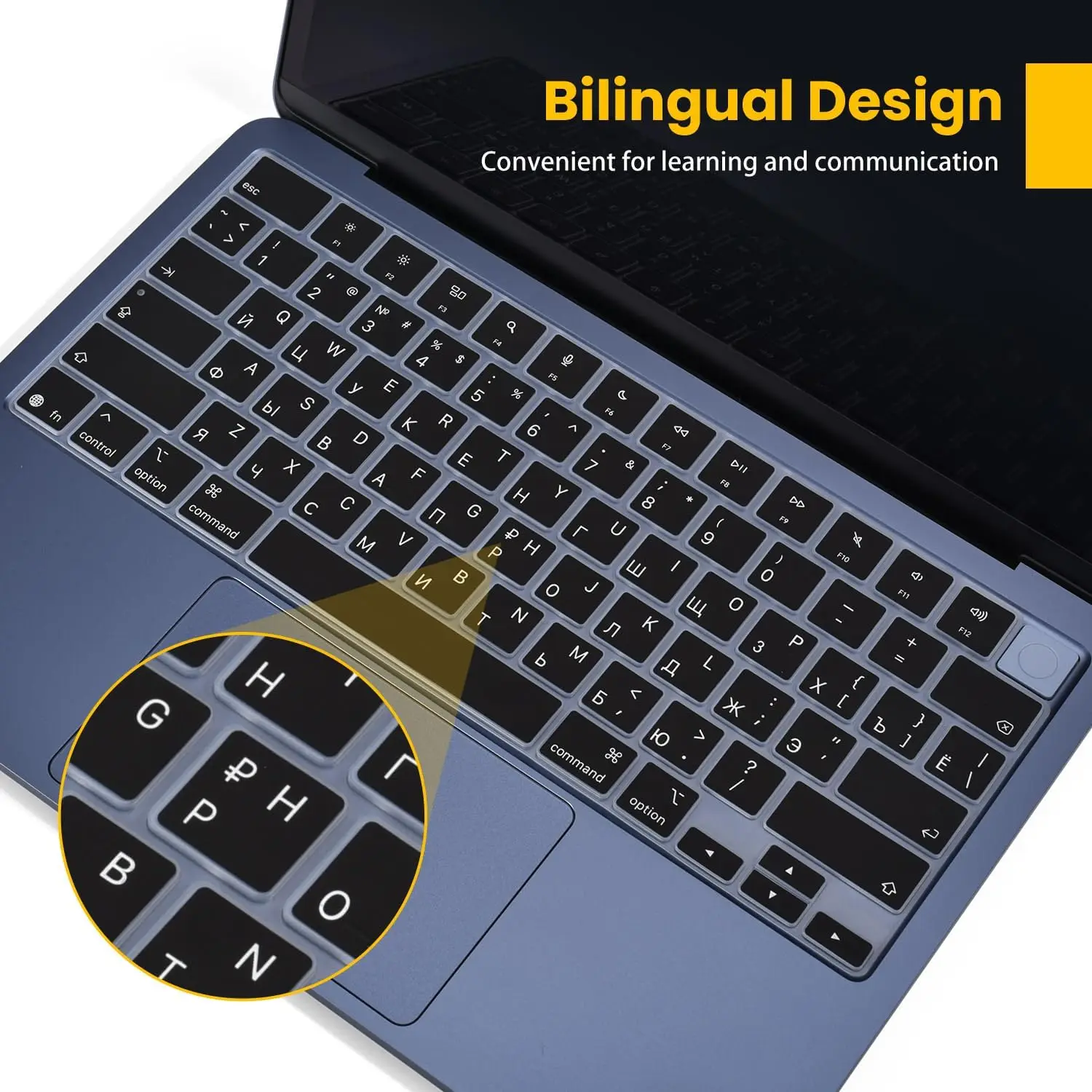 Russian Keyboard Cover for Apple 2026 MacBook Neo 13-inch Air 13 15 M1-M5 Pro 14 16 Accessories Skin Protector, US ANSI Layout