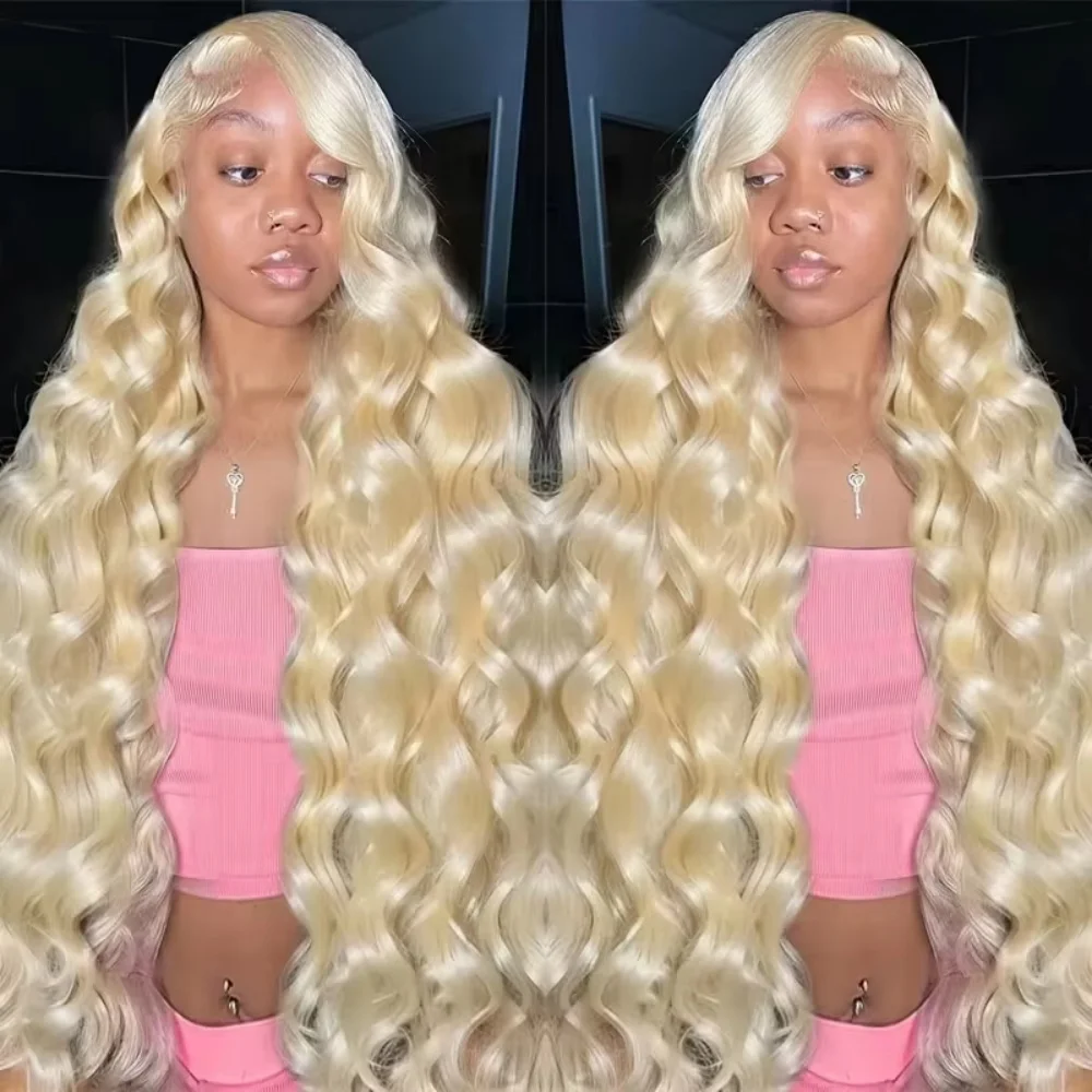 18-46 Inch 613 Honey Blonde Body Wave 13x4 Transparent Lace Pre Plucked Baby Hair 200 Density Soft Strands Fashion Ladies Styling