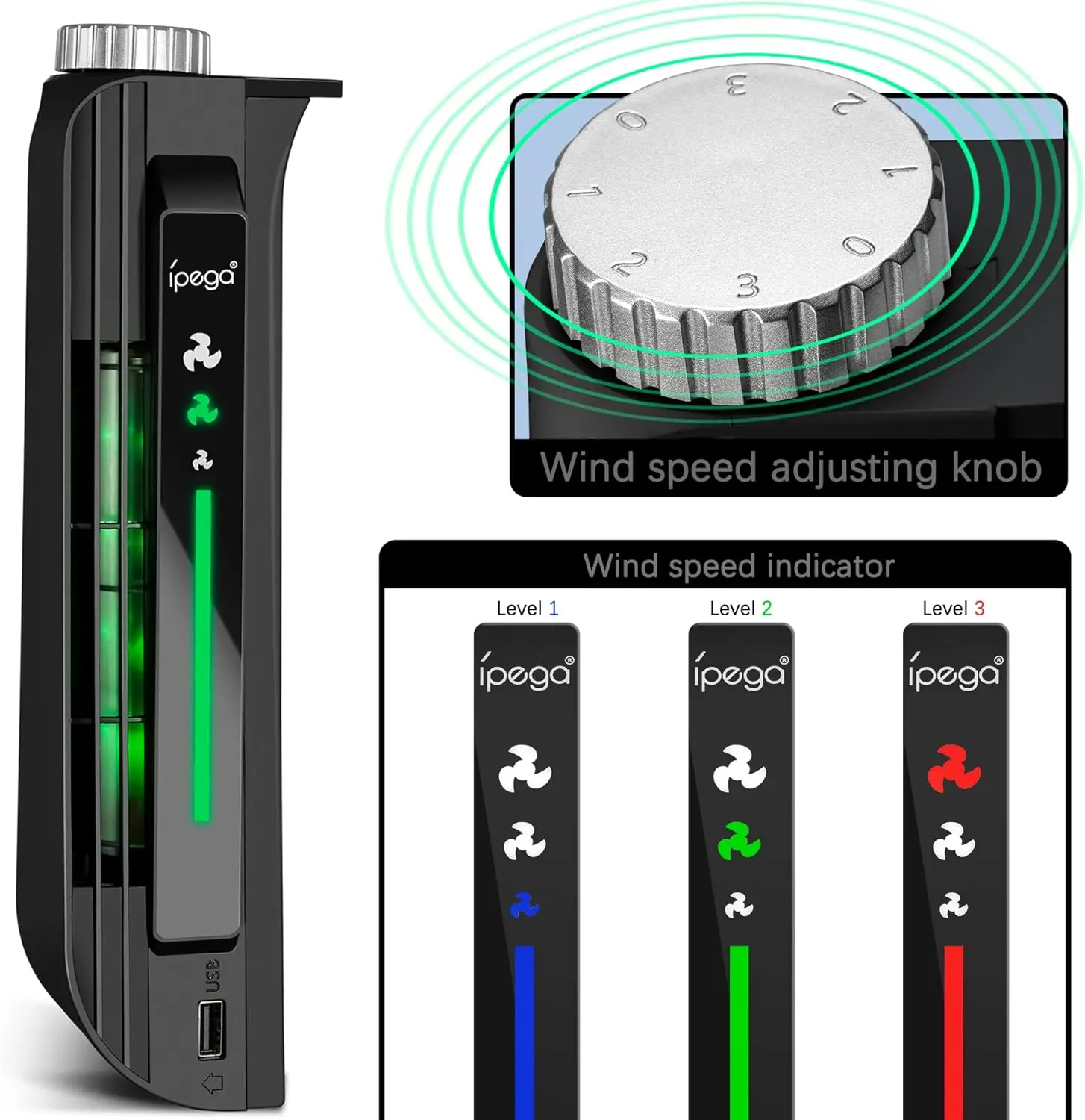 Вентиляторы охлаждения Ipega для PS5 со светодиодным фотодиском и цифровым кулером для Sony Playstation 5, игровые аксессуары PS 5