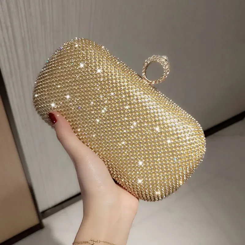 YoReAi-Sac à Main de Soirée en Diamants pour Femme, Pochette de Marque de Luxe, Lanière de ixBrillante