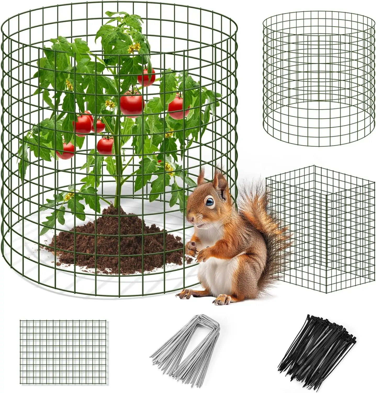 

9 Pcs DIY Metal Plant Protectors from Deer, Garden Fencing Animal Barrier 11.8x15.7in, Mesh Plant Cage with Stakes & Cables