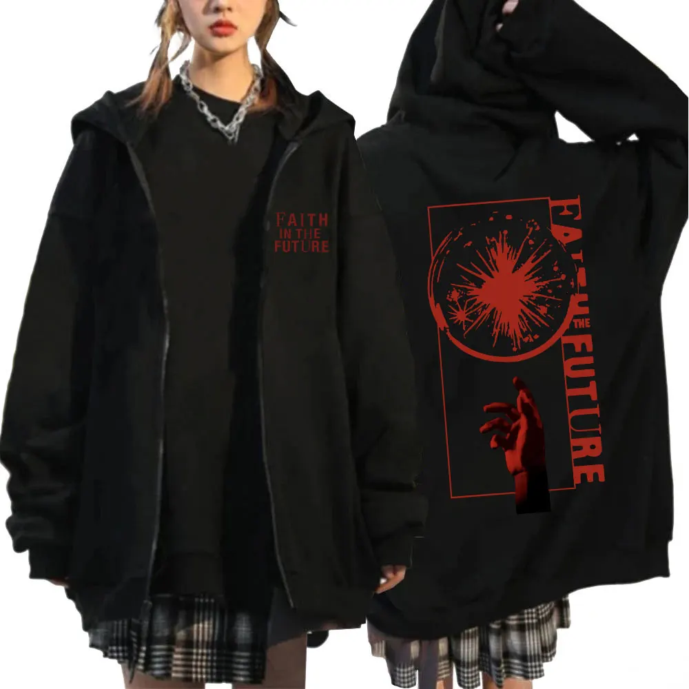 

2024 Tour Concert Faith in The Future Zipper Hoodies Men Fashion Hip Hop Zip Up Sweatshirts Harajuku Vintage Oversized Pullovers