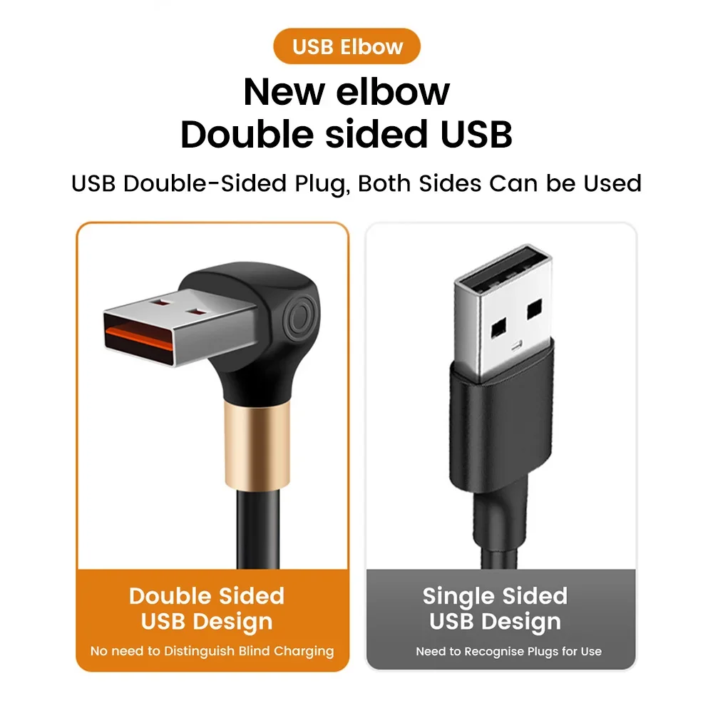 Olaf Spring USB Type C Cable Fast Charging 90° Elbow USB C Charge Data Cable For Samsung Xiaomi Huawei Retractable Type C Cable