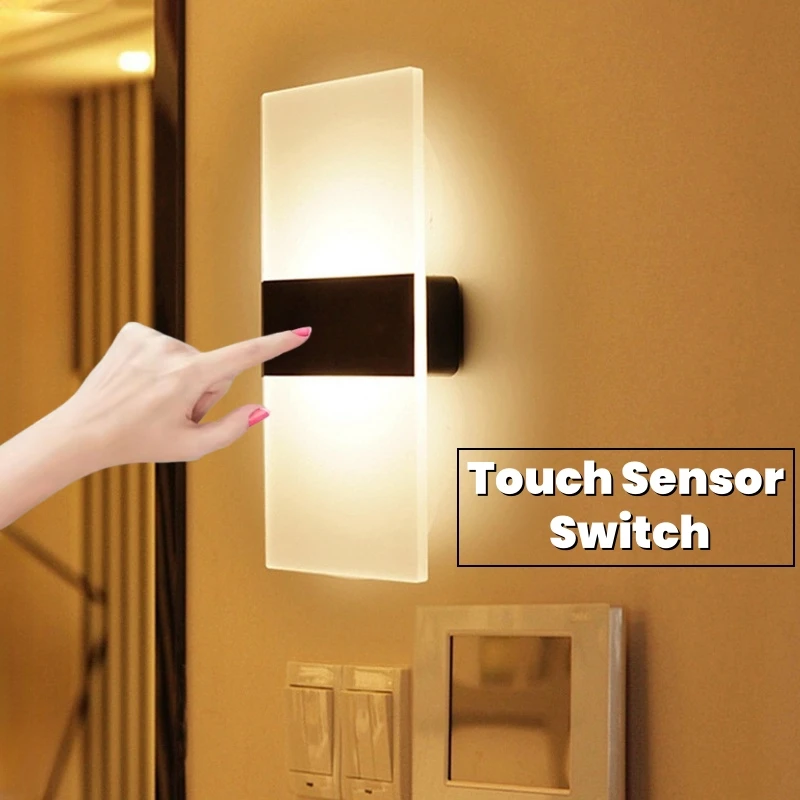 Imagem -02 - Sensor de Toque sem Fio Interruptor Led Lâmpada de Parede Usb Recarregável Acrílico Stair Night Light Quarto Corão Cozinha Wall Sconce Iluminação