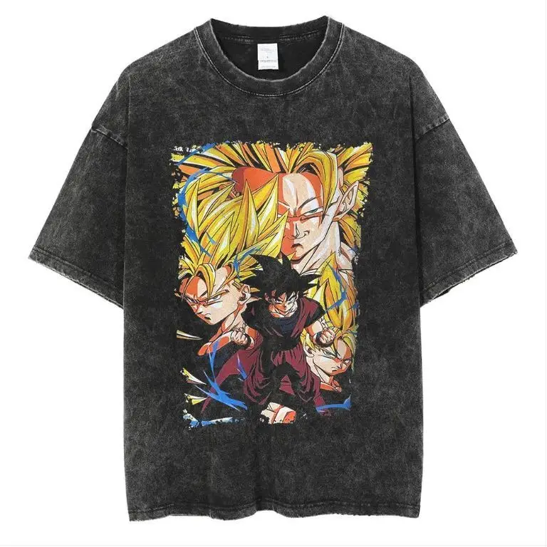 

Футболка мужская Dragon Ball Z Гоку Супер Сайян с эффектом повреждений, винтажная, с принтом аниме, летняя, повседневная, уличная, оверсайз, 2026