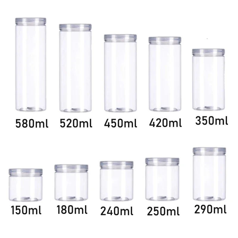 Bocaux en Plastique Transparent avec Vide en Aluminium, Pots Scellés, de Tous les Jours, pour Confiserie Sèche, 150-580ml, 20 Pièces