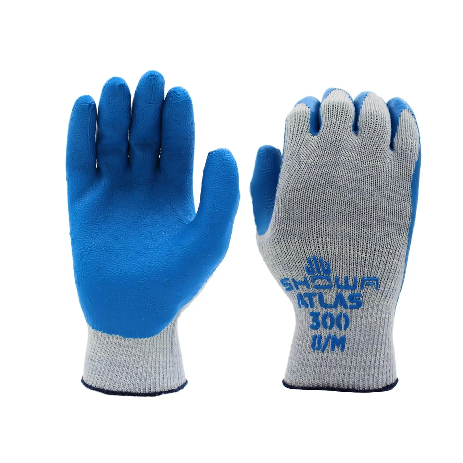 

300 Natural Latex Palm Coated Work Gloves with Poly/Cotton Liner, 10-Gauge, Blue, Large (12 Pair)