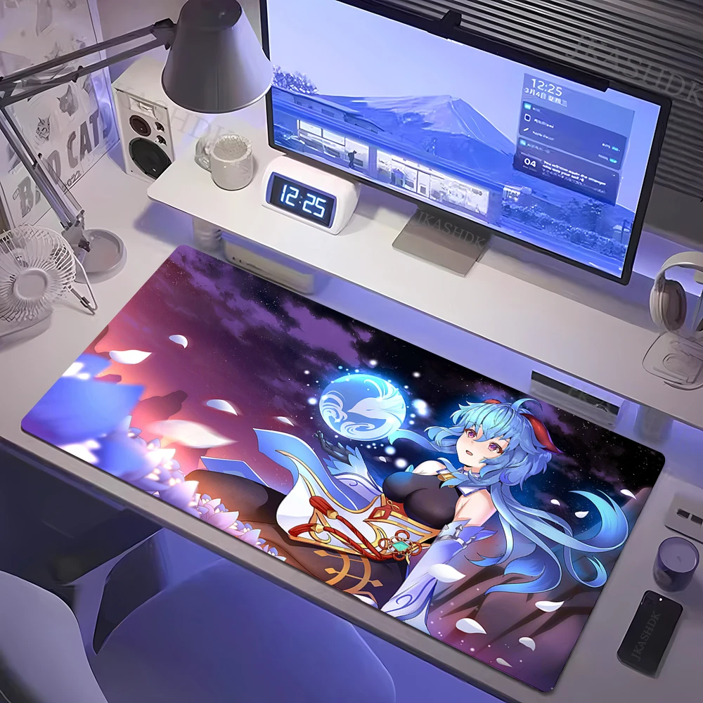 Kawaii Mouse Pad Keyboard Ganyu Gamer Pc Cabinet Gaming Mat Mause Genshin Impact Extended Accessories Mausepad Pads Xxl Deskmat