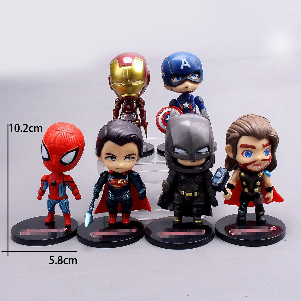 6Pcs Marvel Super Hero Spiderman Iron Man Captain America Decorations Avengers Ornaments for Boys Party Cake Toys Birthday Gifts