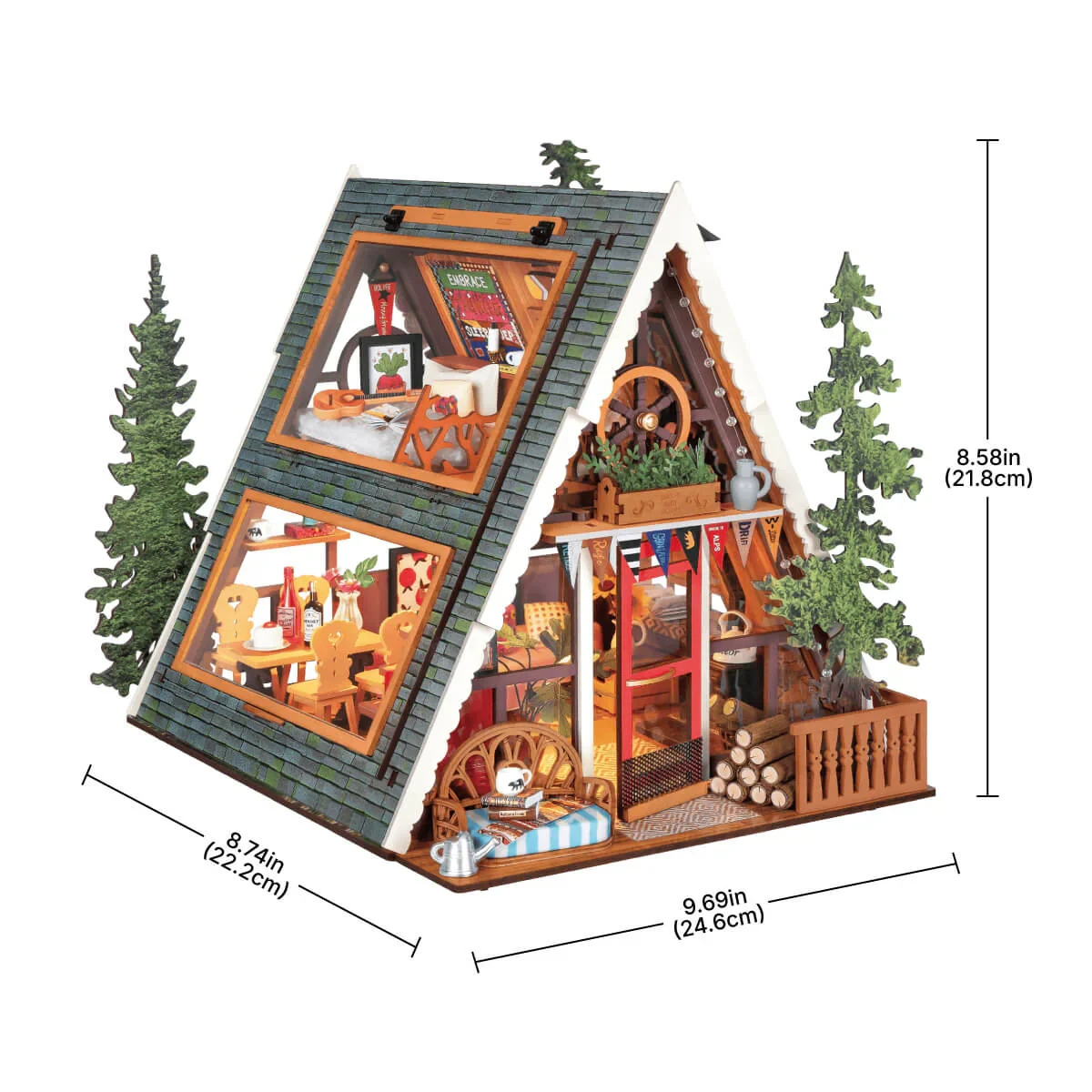 DIY Miniature A-Frame Cabin Wooden Model Kit - 3D Puzzle Home Decor 2