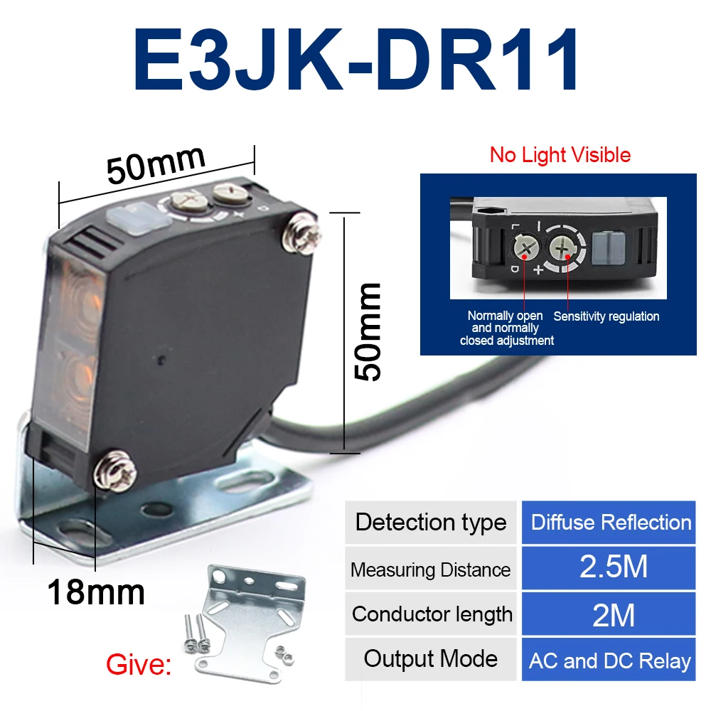 30 cm 4 m 20 m Diffuse reflectie foto-elektrische schakelaar E3JK-DR12 DR11 RR11 RR12 TR11TR12 Sensor Feedback Reflex Relatieve reflectie