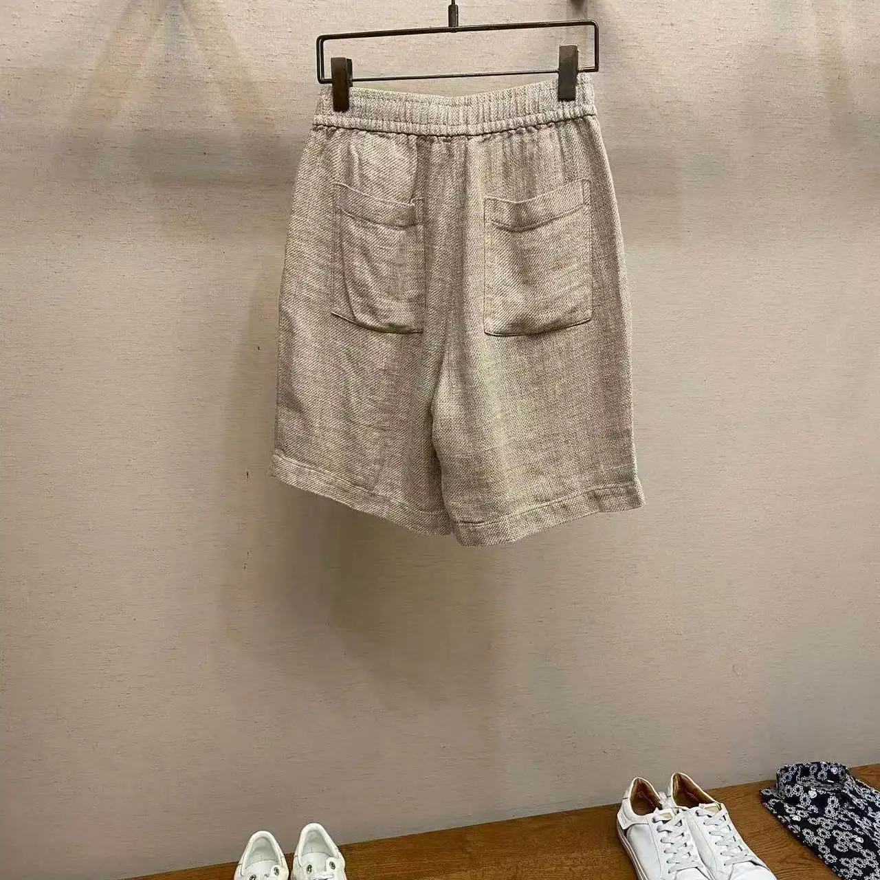Italian BC linen short-sleeved business drawstring breathable men's straight casual pants tide