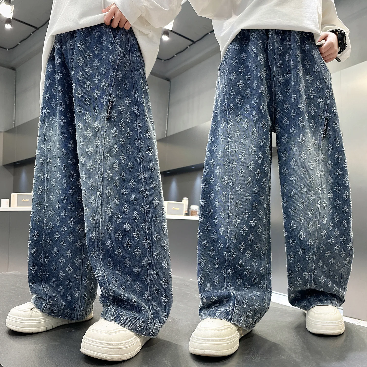 New Children Designer High Street Fashion Distressed Jeans For Teen Boys Stylish Ripped Denim Pants Kids Trendy Jeans Trousers