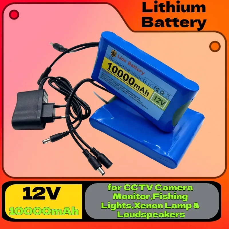 

10000mAh High-Capacity 12V Lithium Battery Pack – DC 12.6V 50Ah for CCTV Camera, Fishing Lights, Xenon Lamp & Loudspeakers