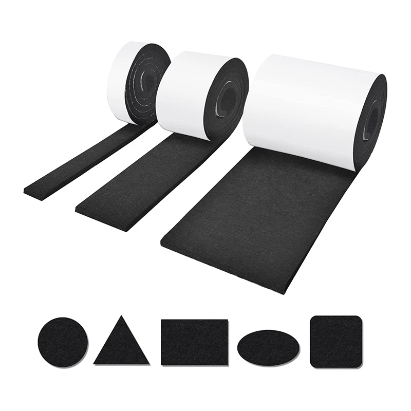 New Self-Adhesive Felt Gliders,3 Rolls Of Felt Gliders (100 X 10 Cm + 100 X 5 Cm + 100 X 2 Cm),5 Mm Self-Adhesive,For Chairs